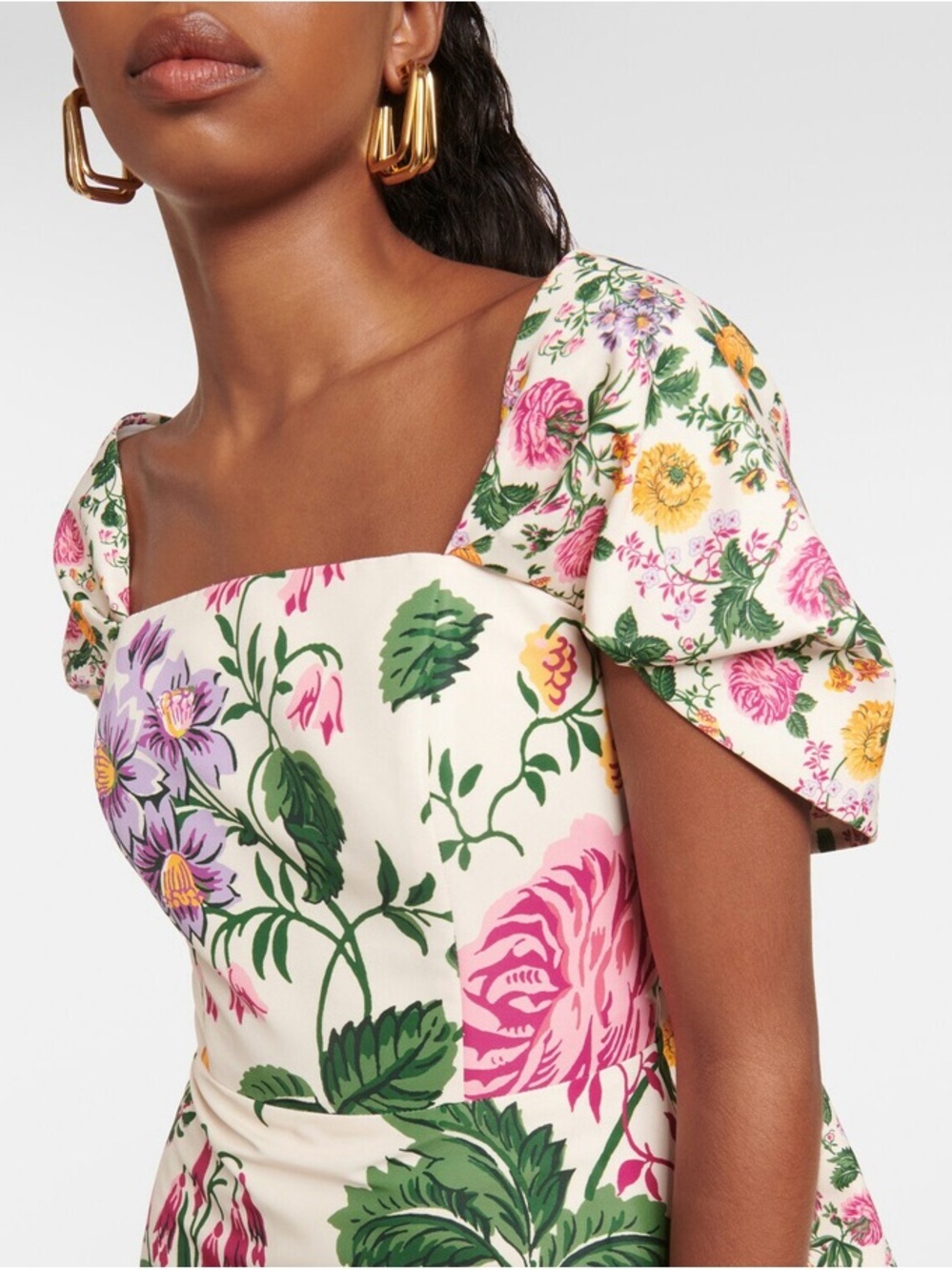 Carolina Herrera Draped Off Shoulder A Line Midi Dress #623 - Picture 4 of 9